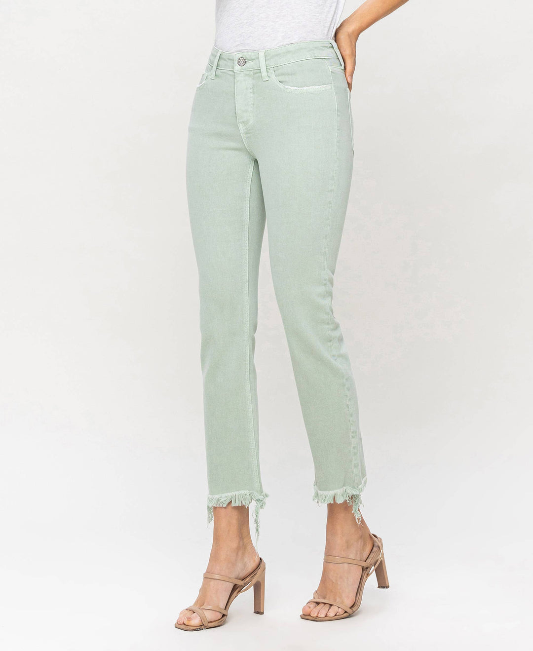 Mid Rise Crop Straight Jean  Veret