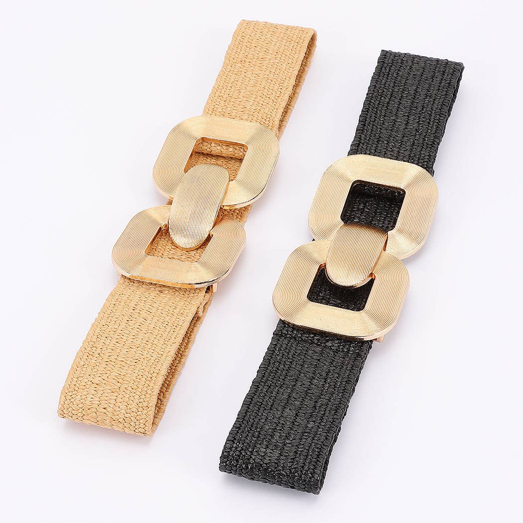 Metal Buckle Elastic Belt-Black