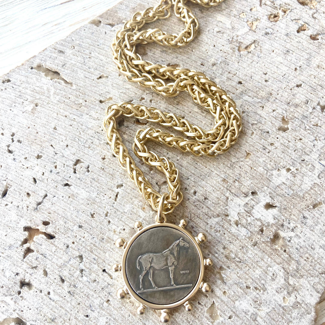 Matte Gold Bee Coin Necklace