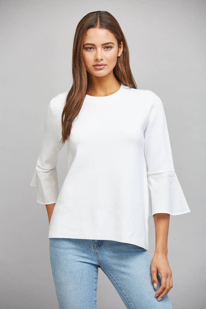 White Flare Bell Sleeve Top