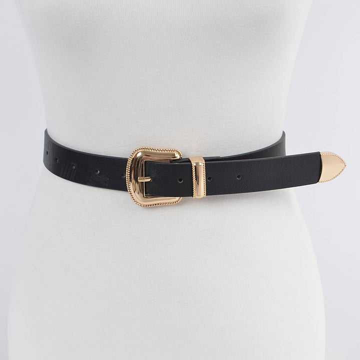 Three Pieces Metal Faux Leather Belt