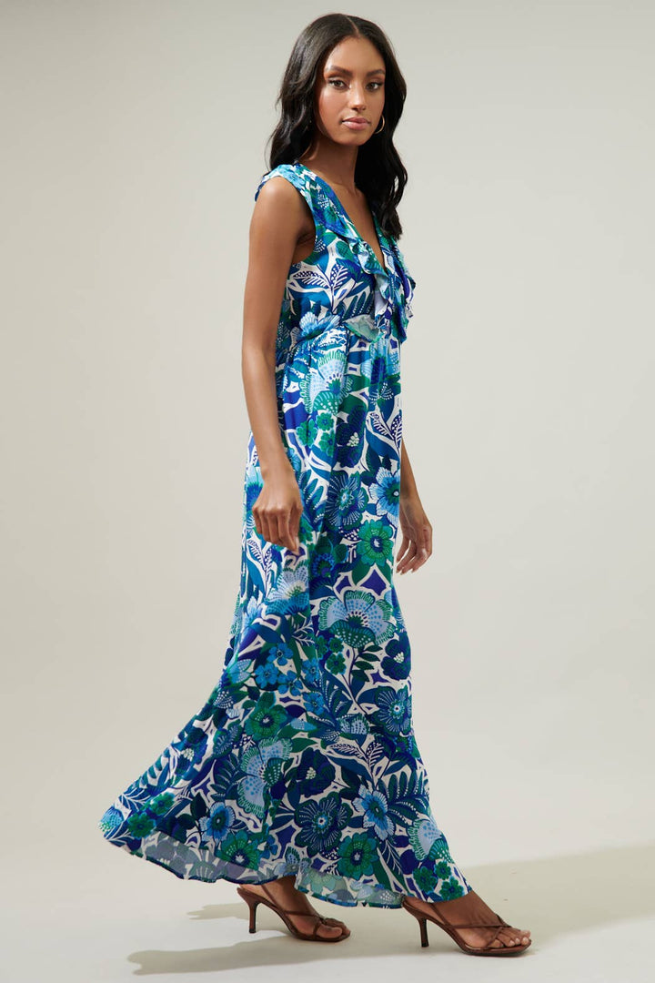 Deep Blue Floral Dress