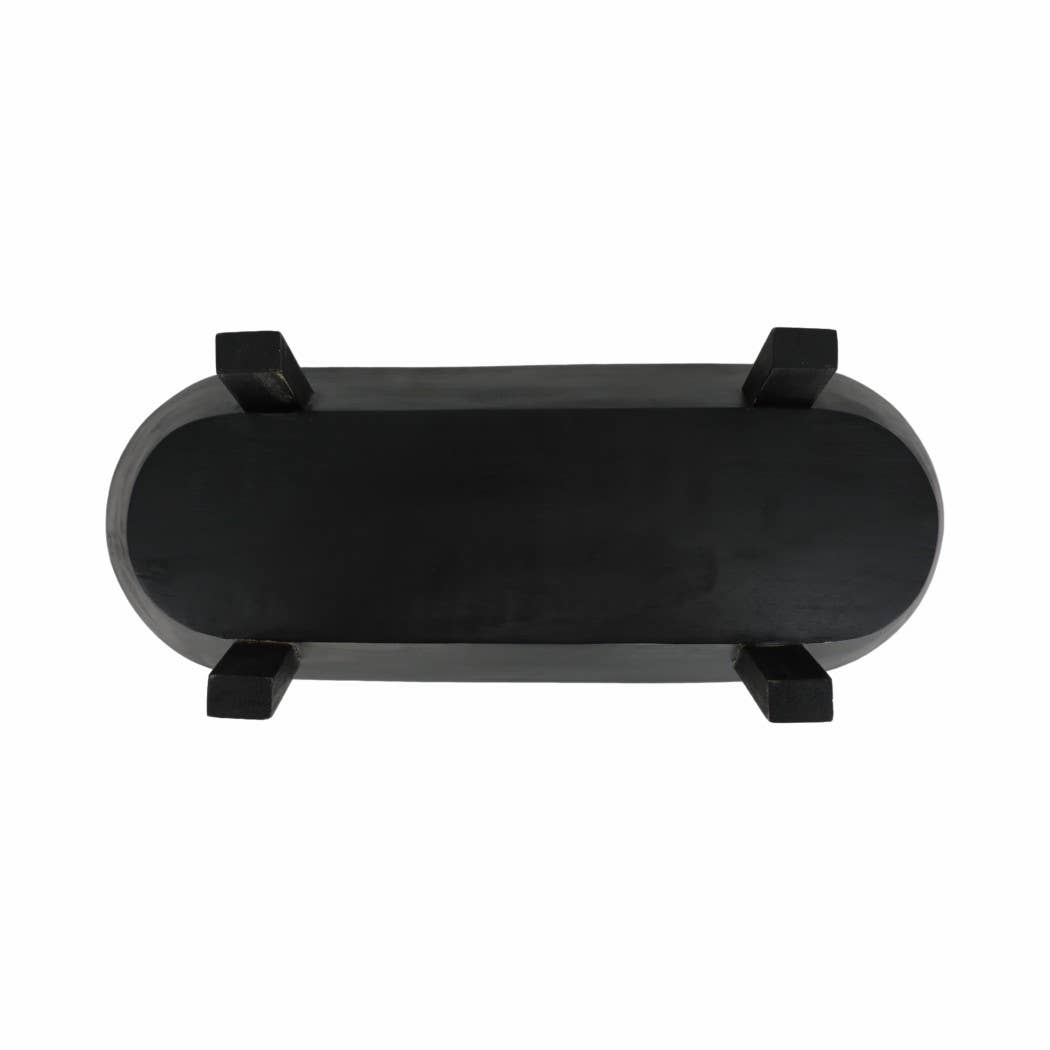 Black Wood Footed Oval Design Bowl