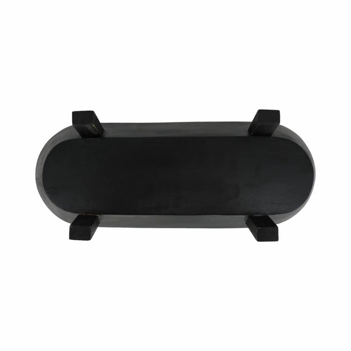 Black Wood Footed Oval Design Bowl
