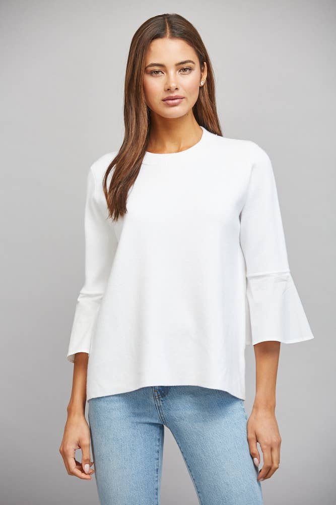 White Flare Bell Sleeve Top