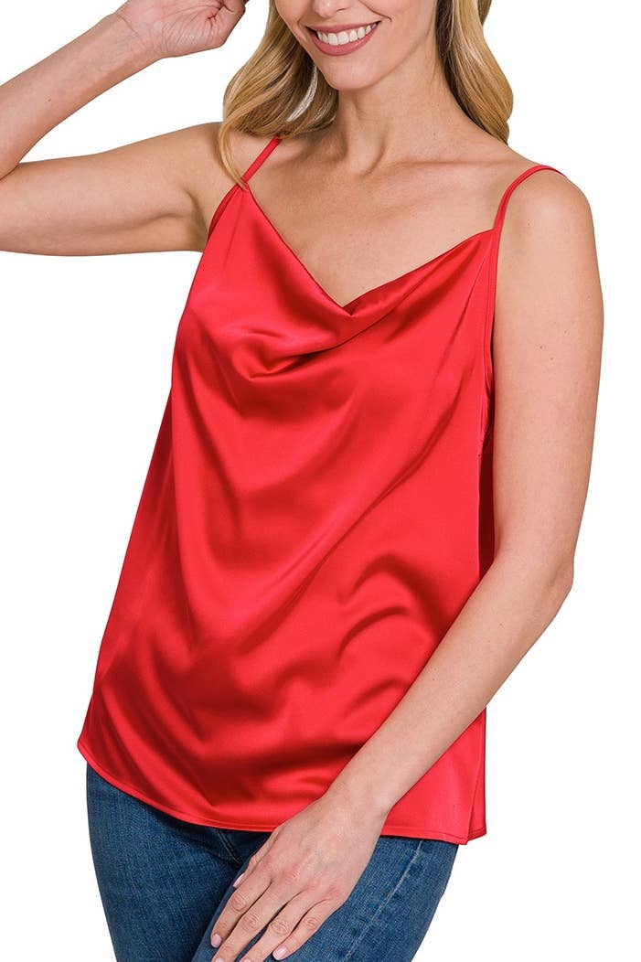 Satin Cowl Neck Cami Top