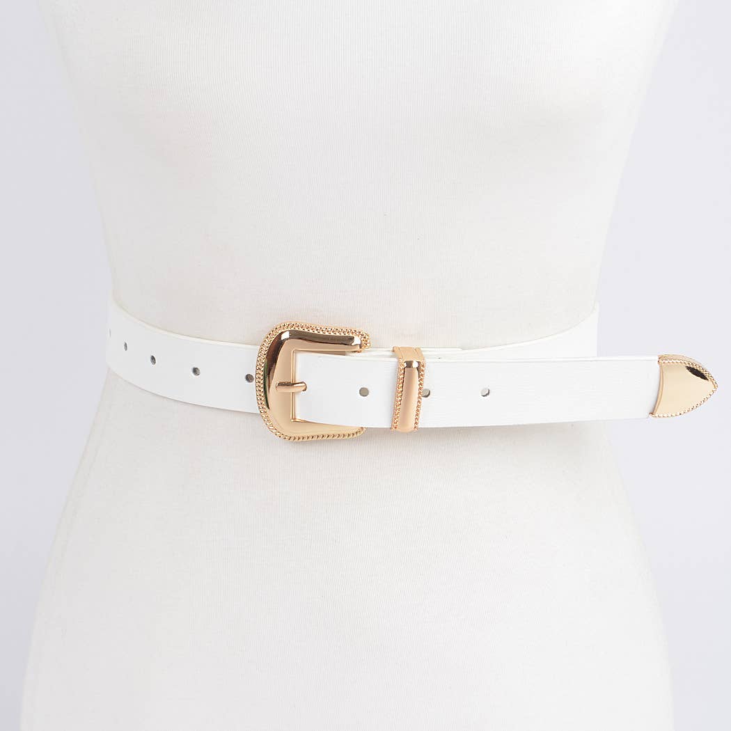 Three Pieces Metal Faux Leather Belt