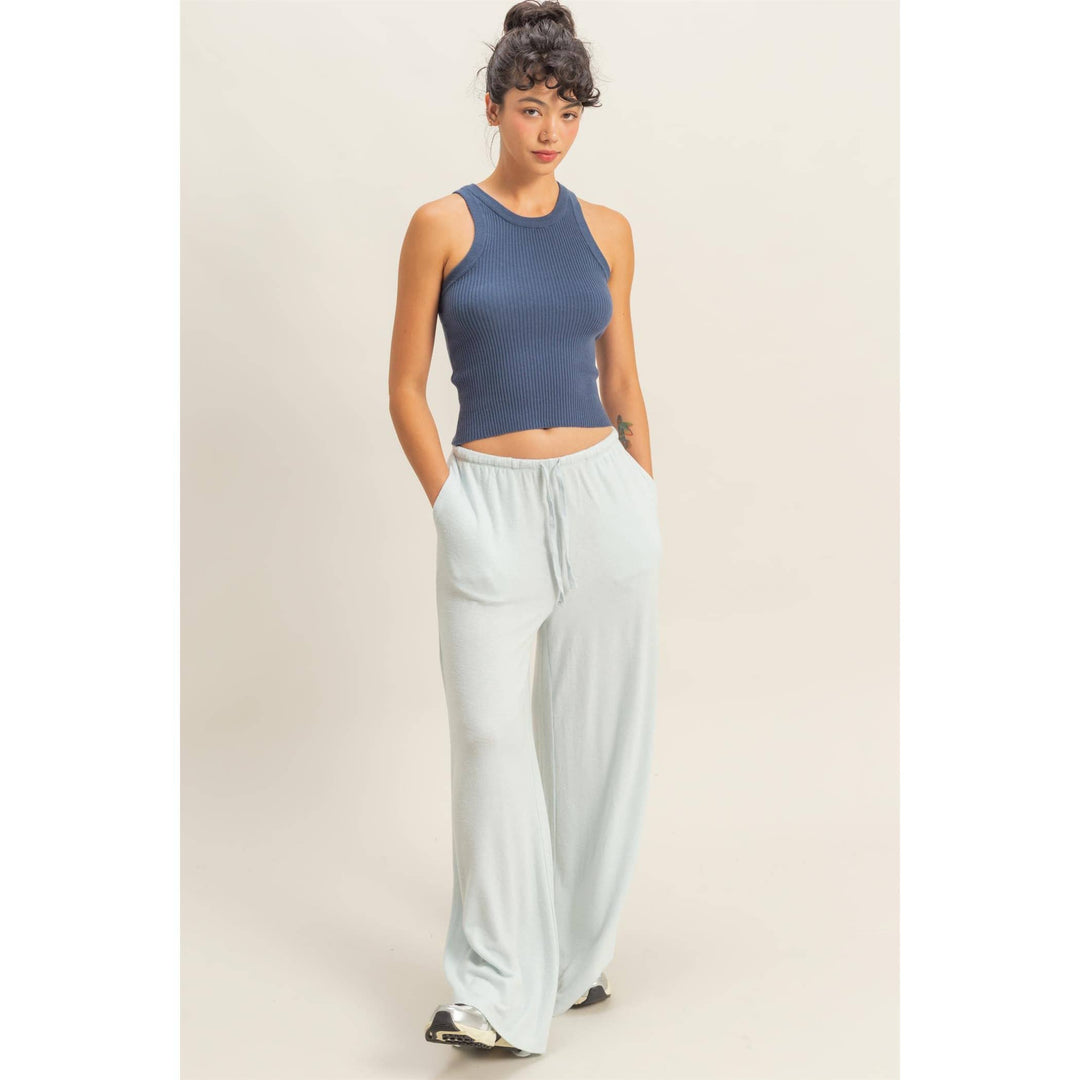 White Ribbed Knit Tank Top