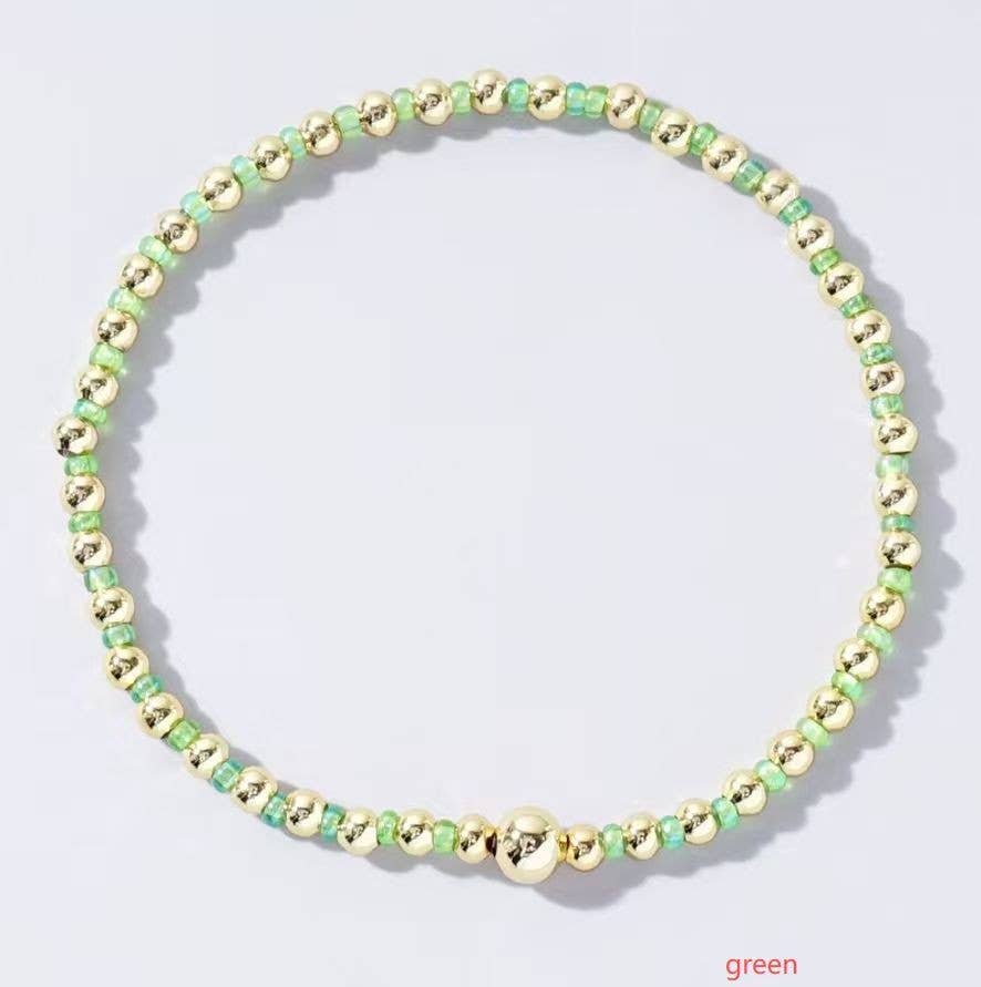 Boho Colored Bracelet with beads/gold ball