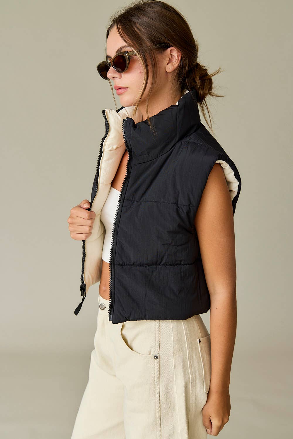 Reversible Cropped Puffer Vest