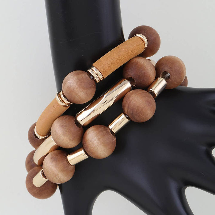 Wood Style Beaded Bracelet