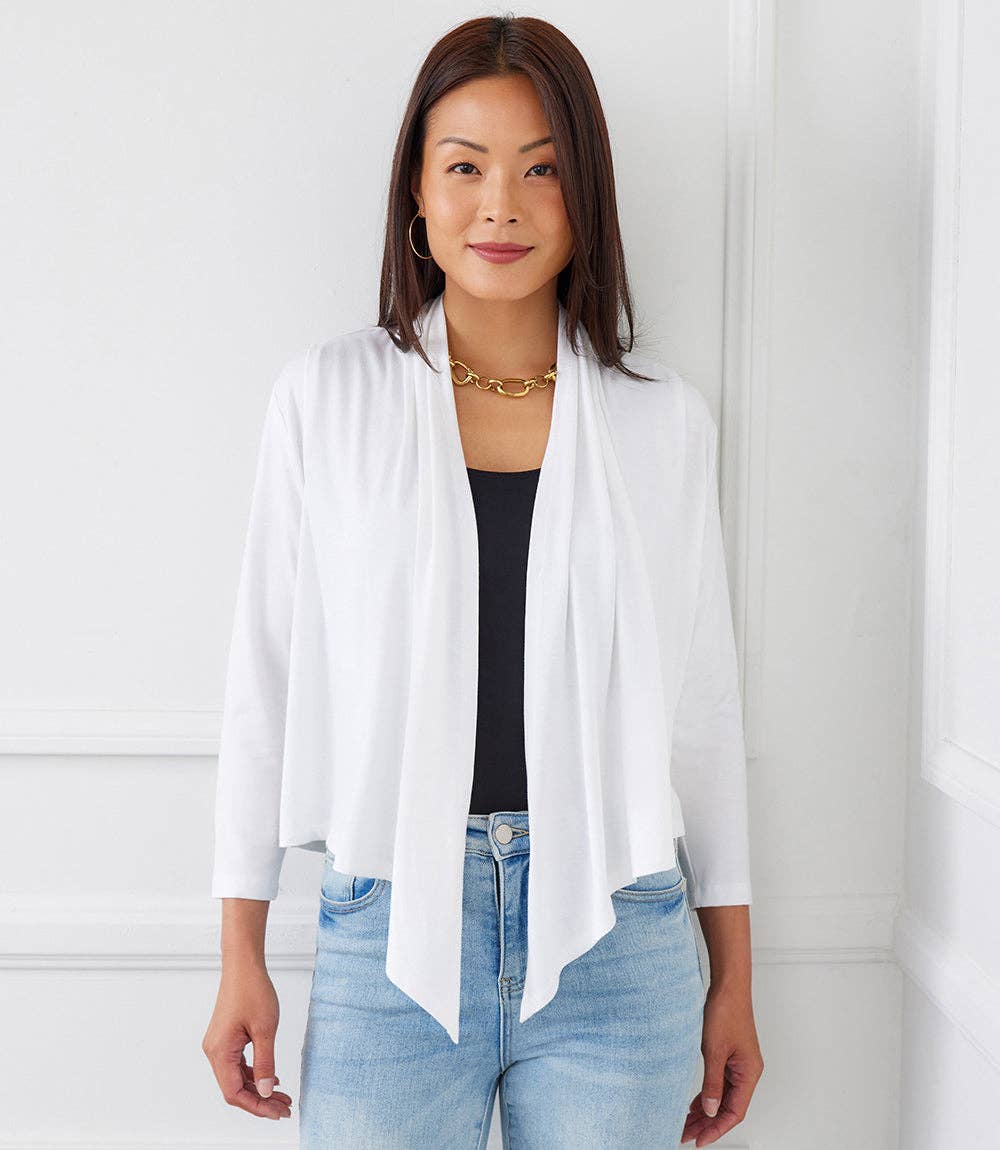 White Open Front  Cardigan