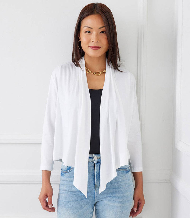 White Open Front  Cardigan
