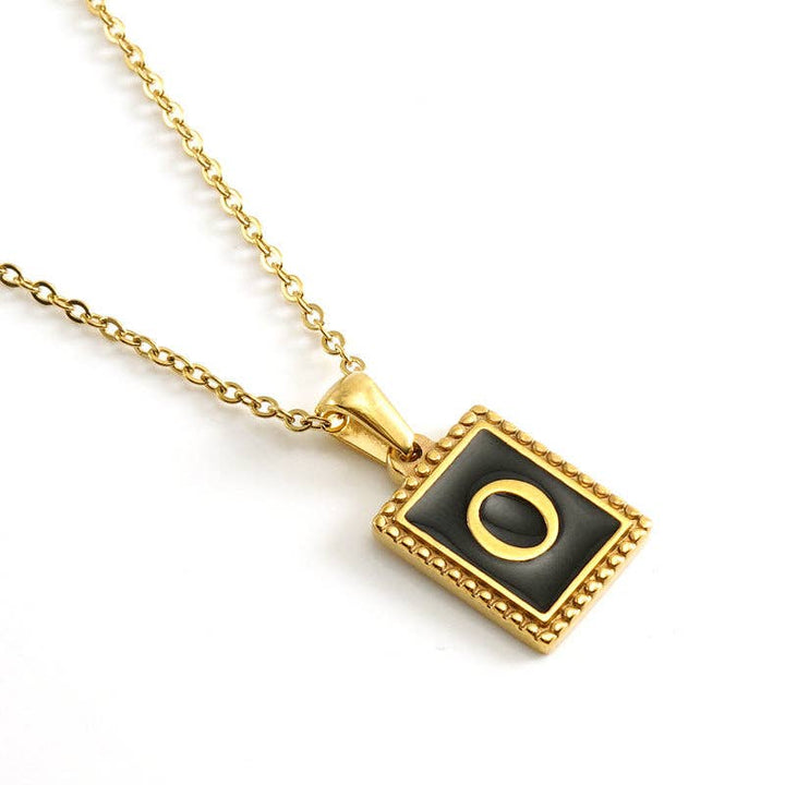 Black Initials 18K Gold Plated Pendant Necklace