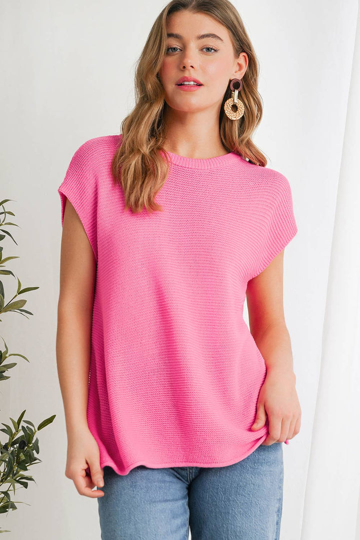 Pink Round Neck Sweater Top