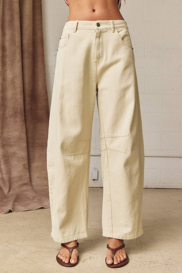 White Barrel Pants