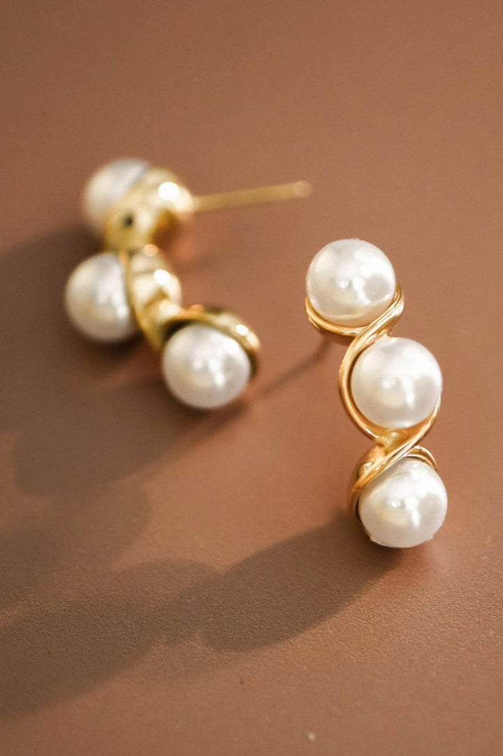 18K Gold Plated Pearl Earrings