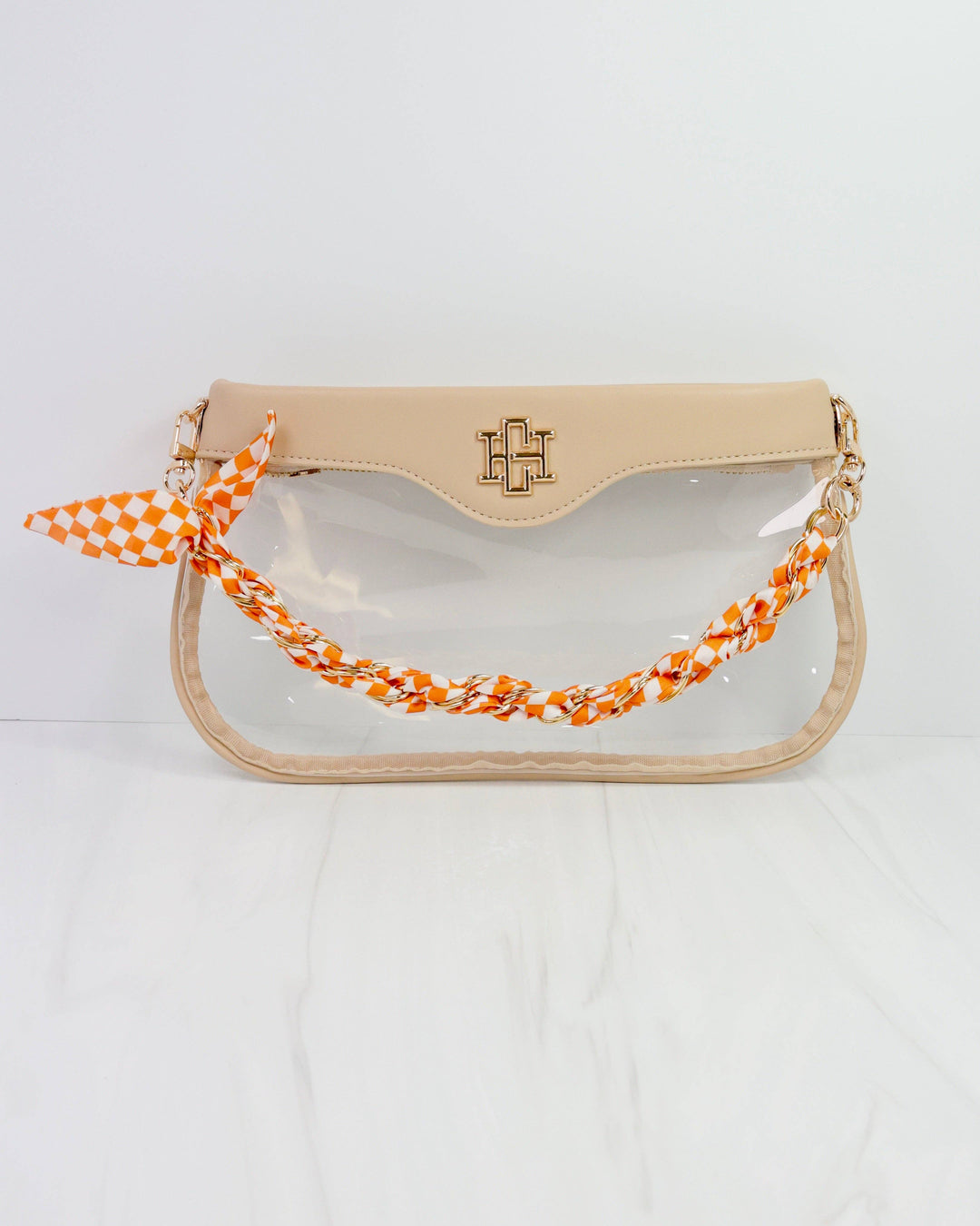 Orange & White Scarf Purse Chain