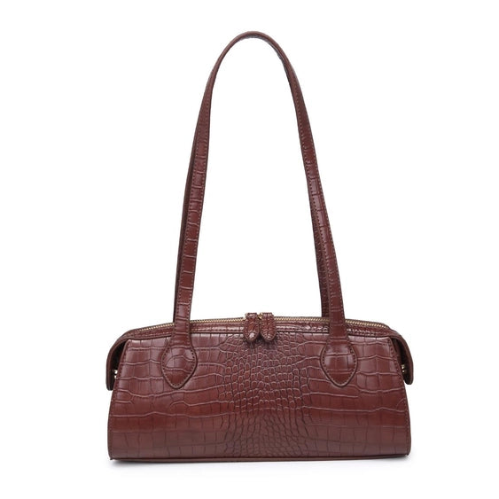 Essential Croc Print Shoulder Bag- Chocolate