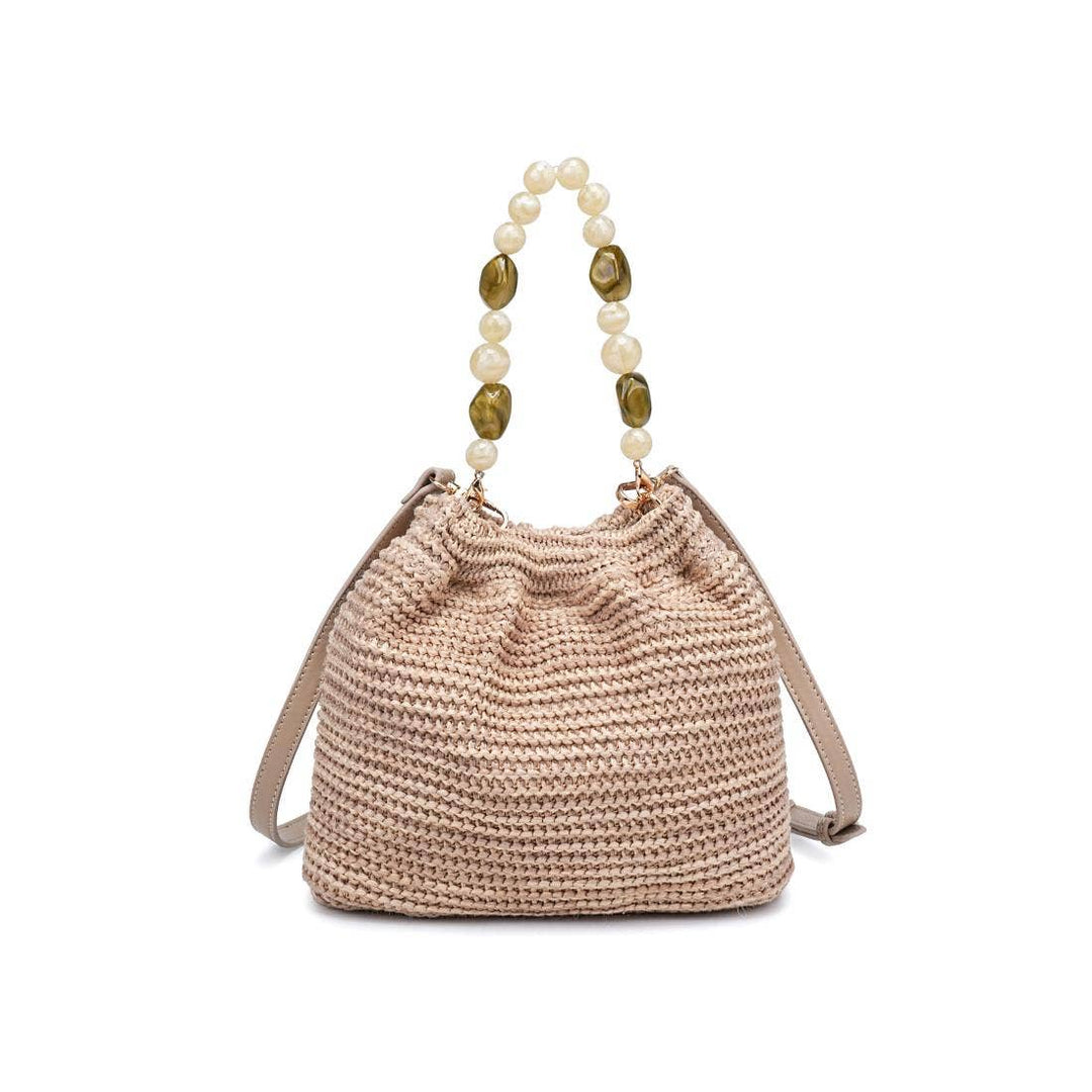 Natural Crossbody Bag Beaded Handle