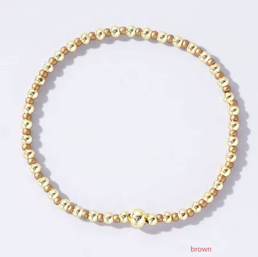 Boho Colored Bracelet with beads/gold ball