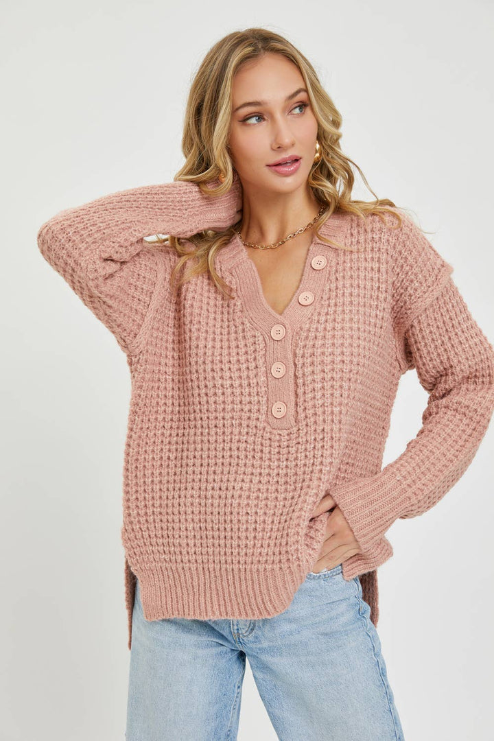 Ivory Waffle Knit Sweater