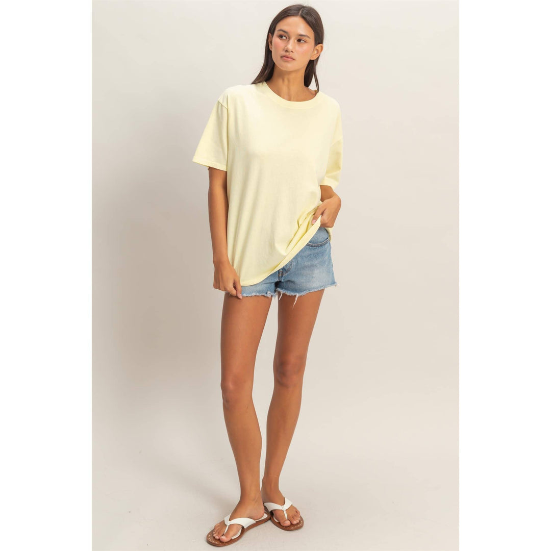 Cotton yellow crew Neck T-Shirt