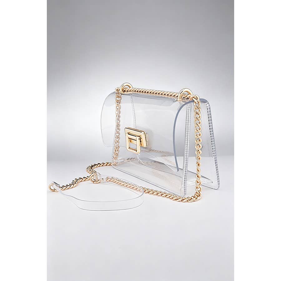 Clear Stadium Bag with Gold Accents