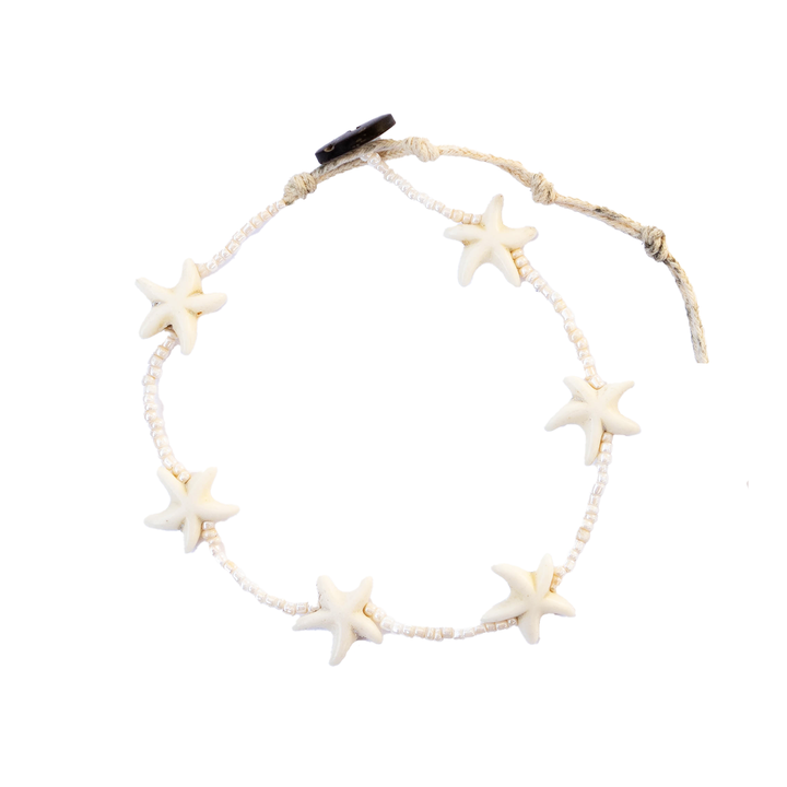 White Starfish Beaded Anklet