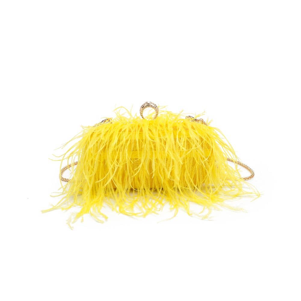 Suede Leather Bag with Feathers
