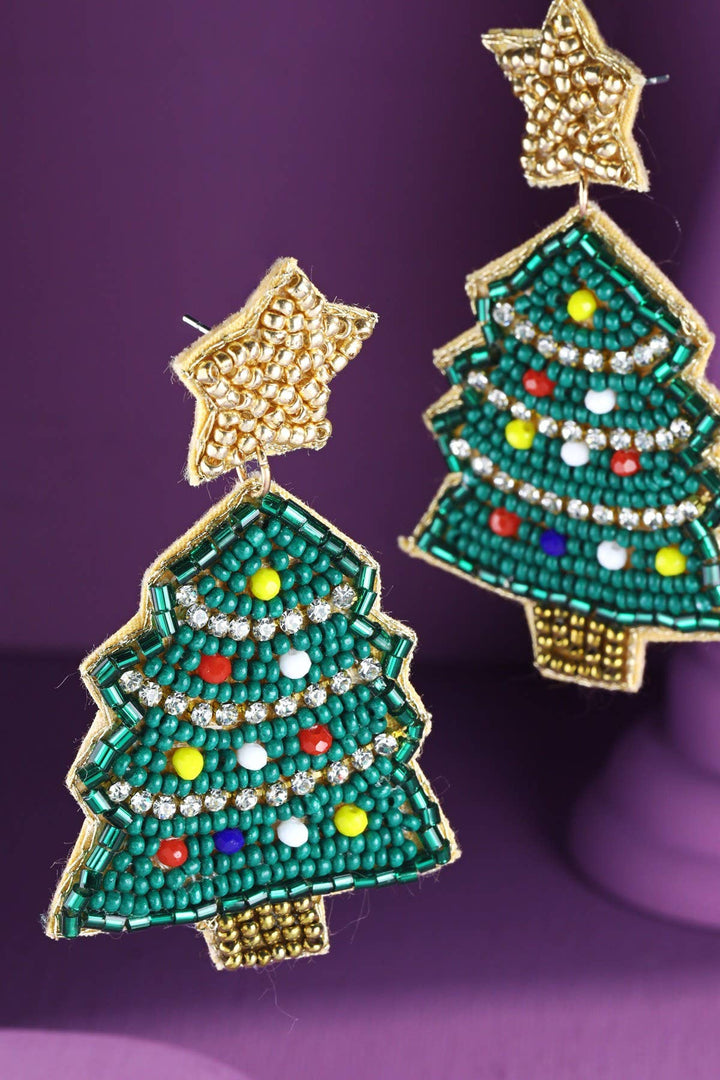 Christmas Tree Bead Earrings