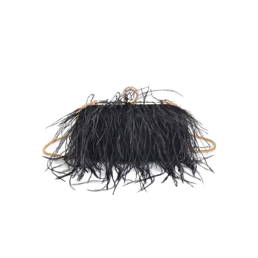 Suede Leather Bag with Feathers