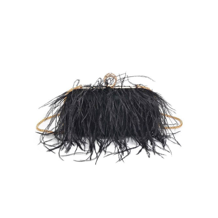 Suede Leather Bag with Feathers