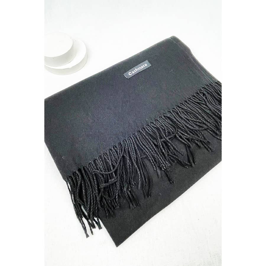 Red Solid Cashmere Scarf With Tassel