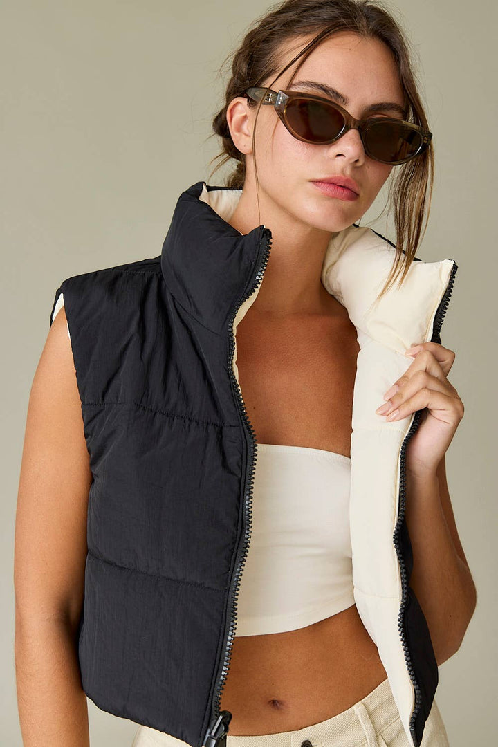 Reversible Cropped Puffer Vest