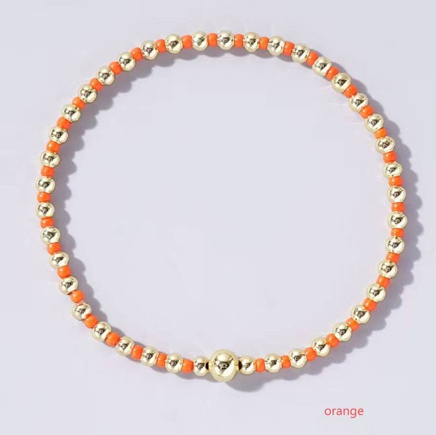 Boho Colored Bracelet with beads/gold ball