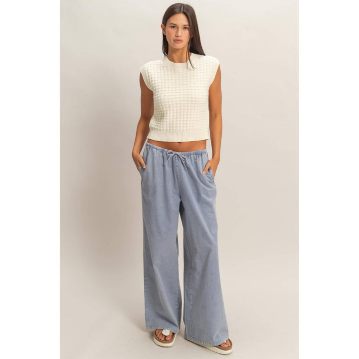 Red Textured Sleeveless Knit Top