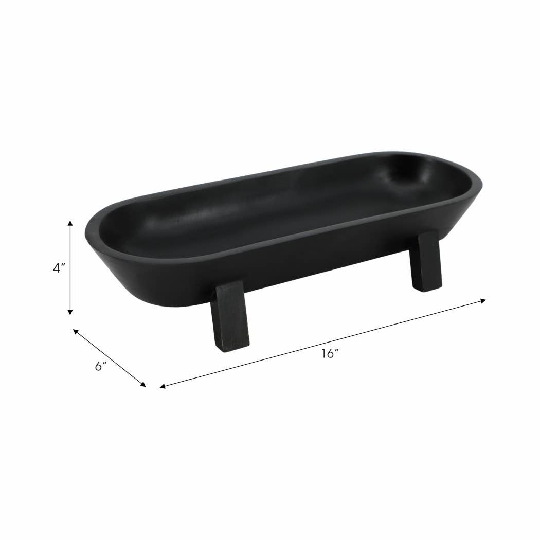 Black Wood Footed Oval Design Bowl