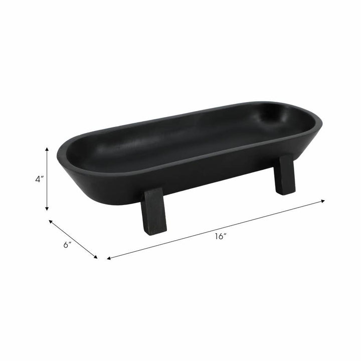 Black Wood Footed Oval Design Bowl