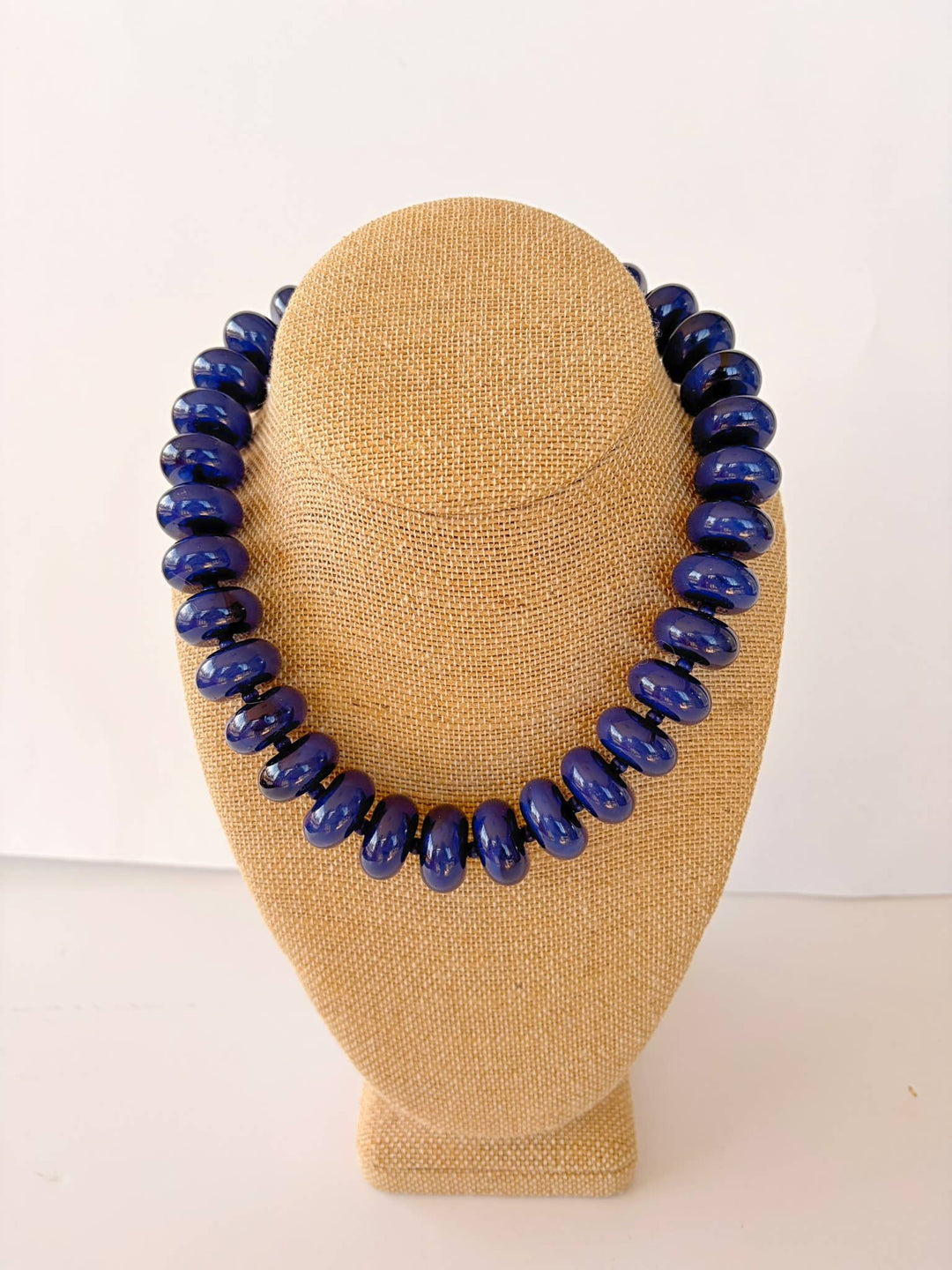 Navy Blue Beaded Necklace 