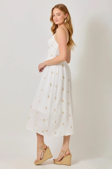 White Gauze Embroidered Sundress