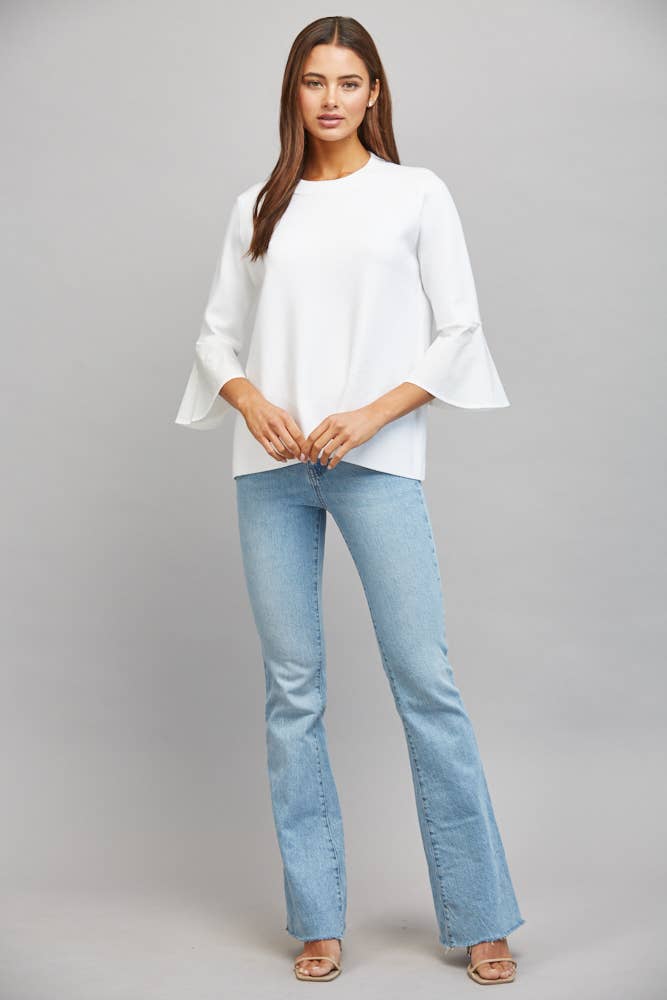 White Flare Bell Sleeve Top