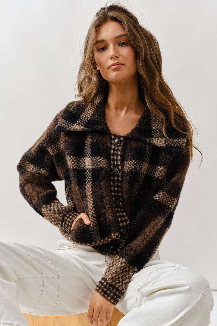 Plaid Button Up Sweater