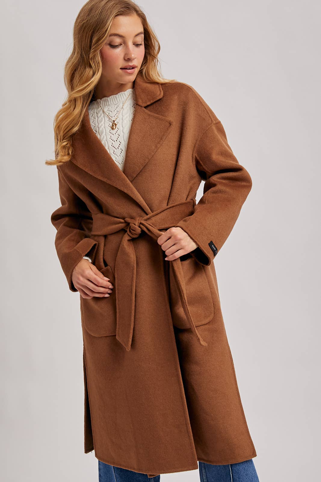 Camel Belted Long Coat