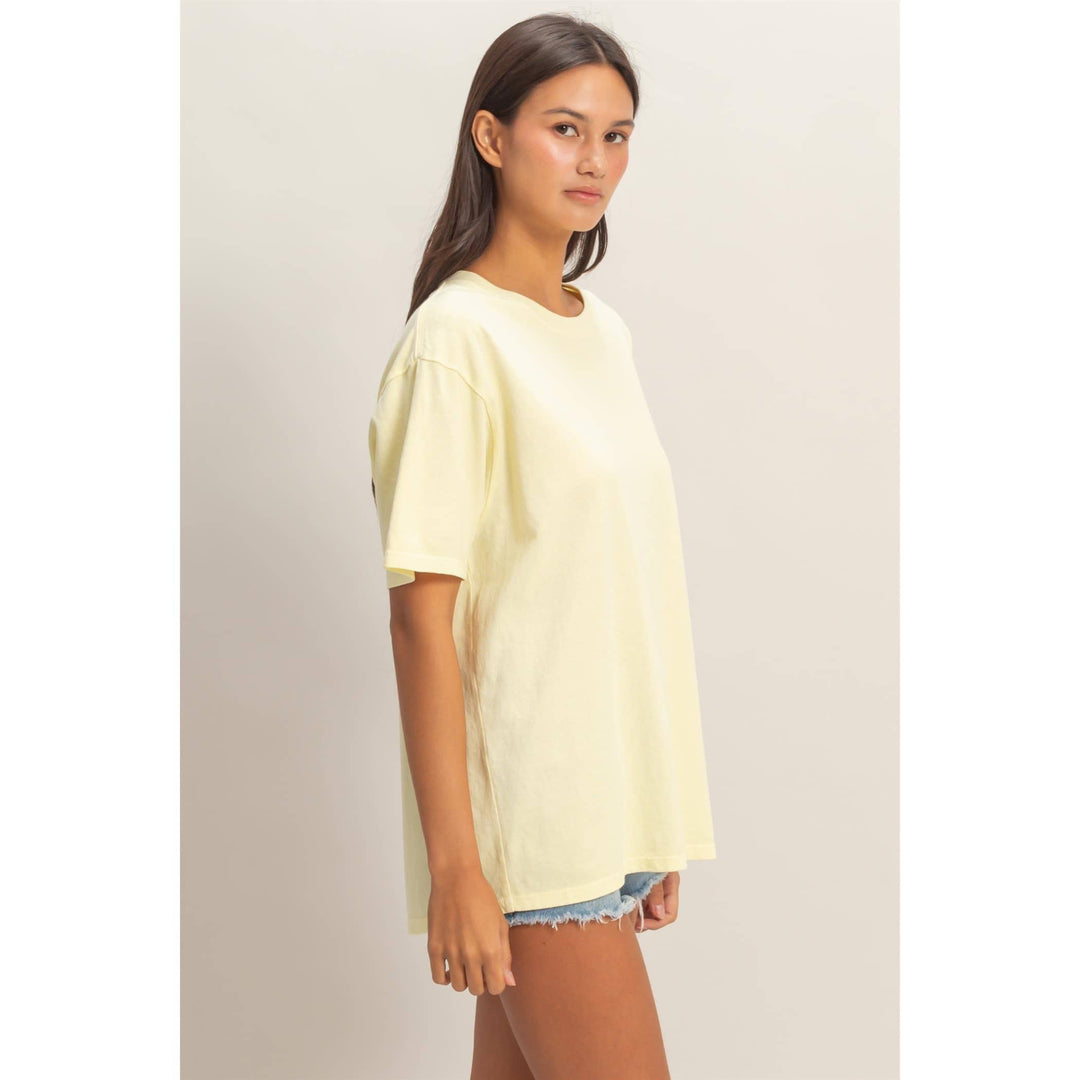 Cotton yellow crew Neck T-Shirt