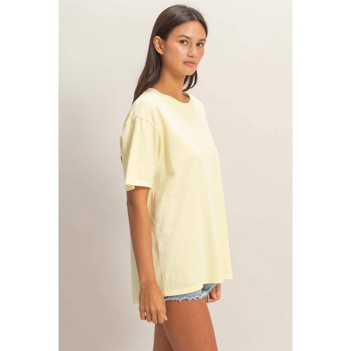 Cotton yellow crew Neck T-Shirt