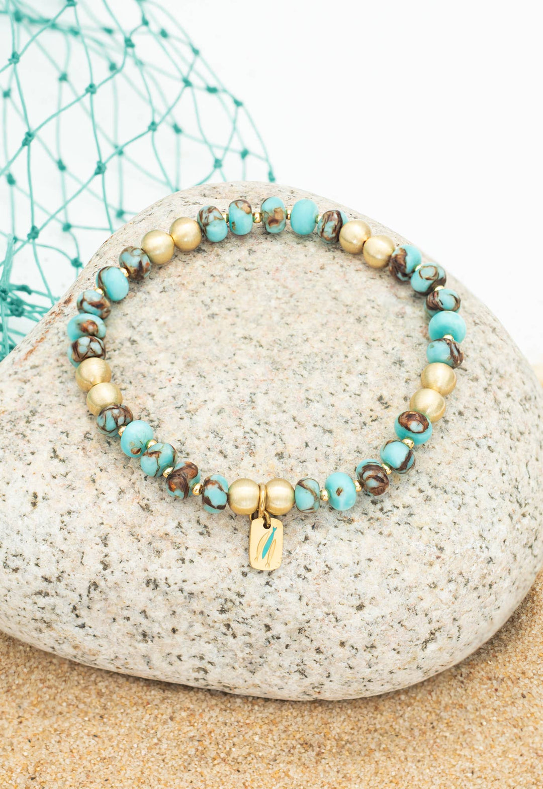 Turquoise and Gold Bead Bracelet