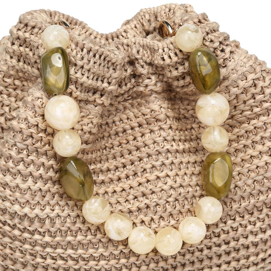 Natural Crossbody Bag Beaded Handle