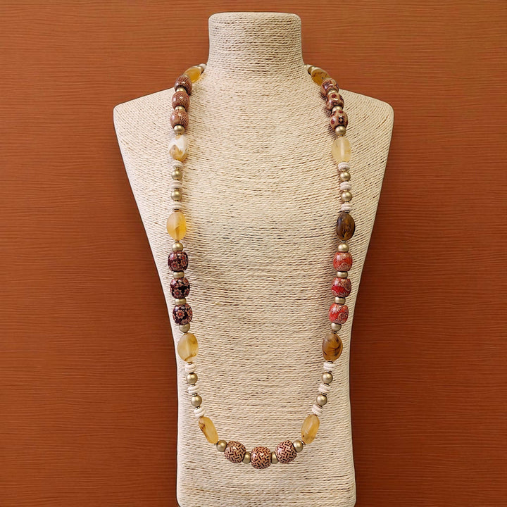 Long Beaded Carnelian Necklace
