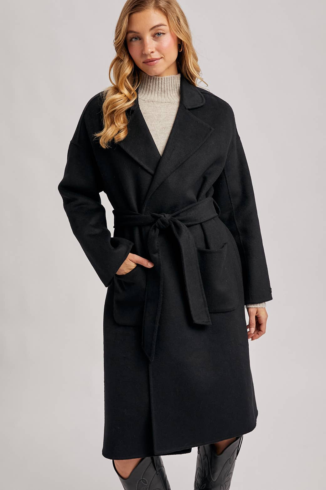 Camel Belted Long Coat
